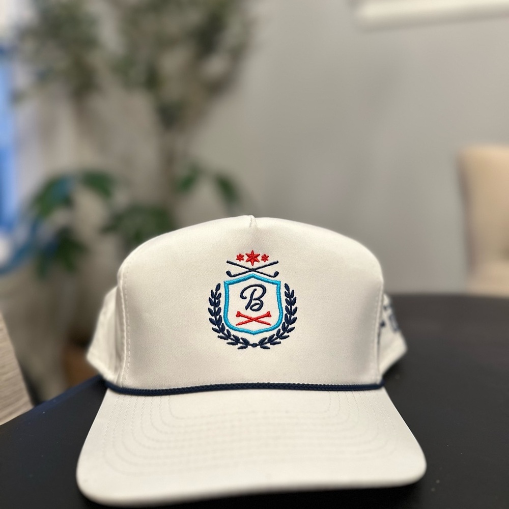 White Barstool Golf Rope SnapBack Hat